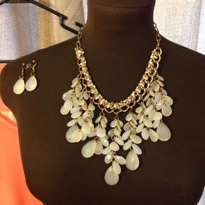 Cream/Ivory Statement Necklace and Earrings